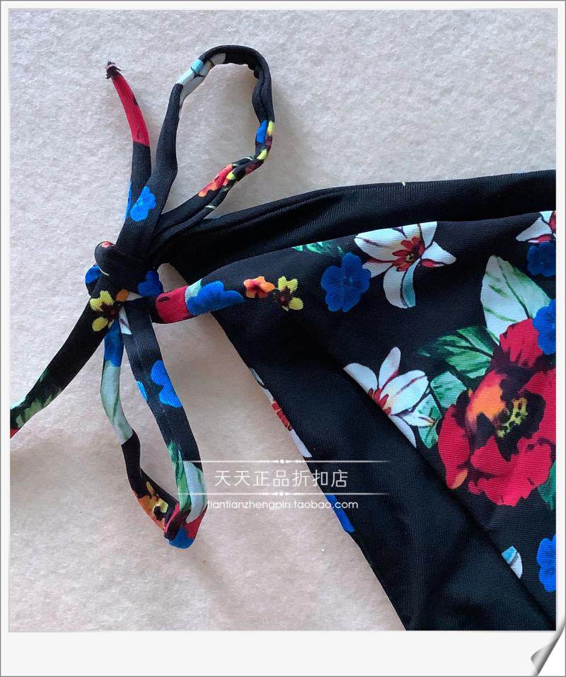 Женская плавках 意大利calzedonia 黑底镂空钩花系带比基尼组合泳裤slc/rt01598