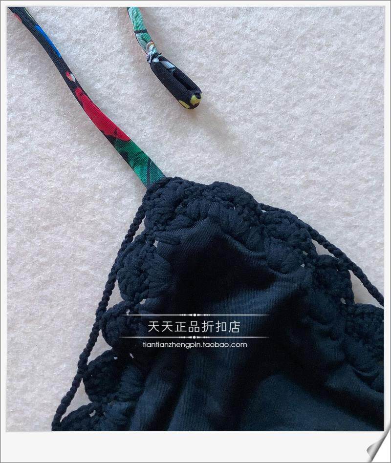 Женская плавках 意大利calzedonia 黑底镂空钩花系带比基尼组合泳裤slc/rt01598