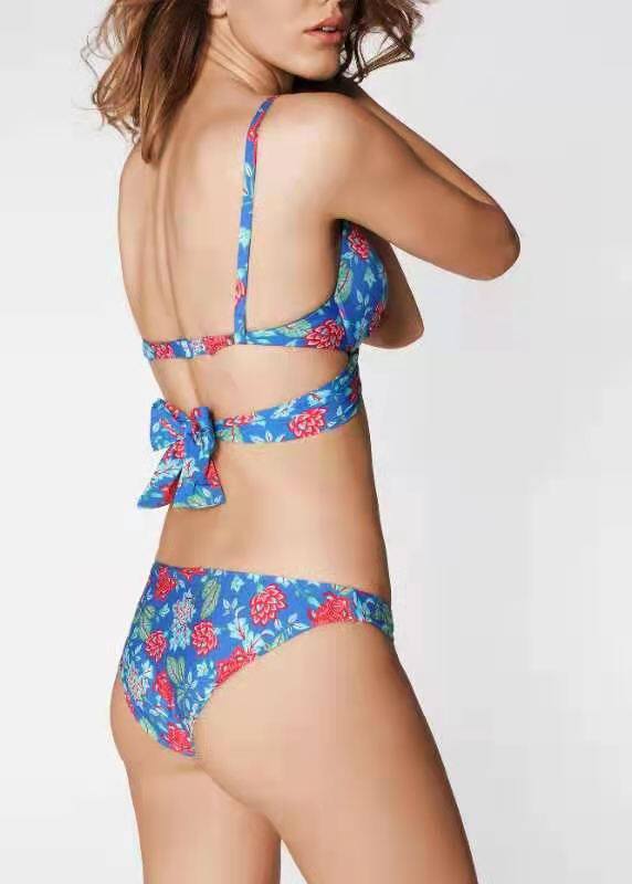 Женская плавках 意大利calzedoniasusanna蓝红交叉花卉比基尼泳衣组合套装rui1595