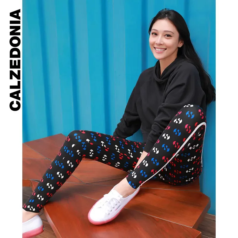 Итальянский Calzedonia Superga Comfortable яркие принты растяжимые колготки MODP0996
