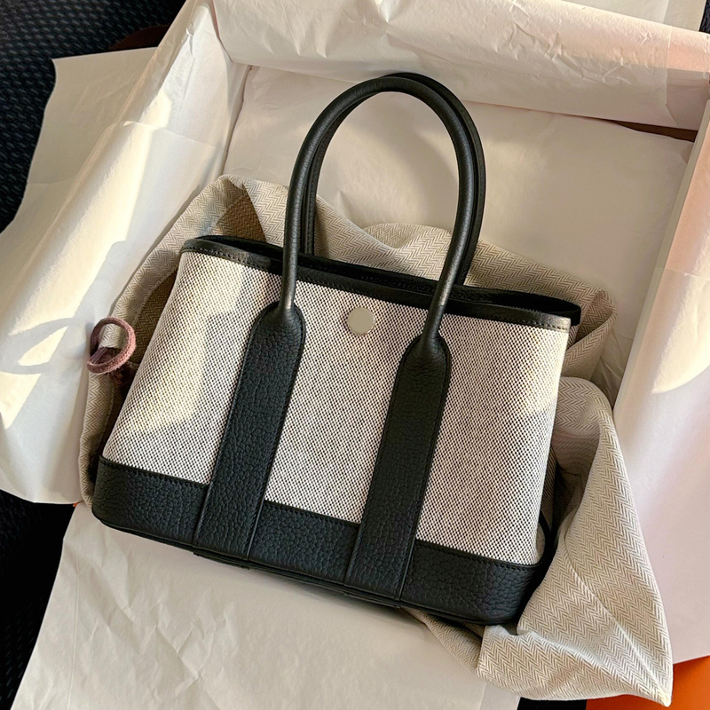 Handmade Waxed Thread Garden Party Mini Panda Garden Bag First Layer Cowhide Tote Bag