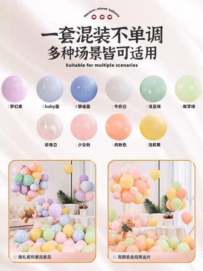100只气球装饰结婚儿童周岁生日派对马卡龙汽球场景布置加厚混色