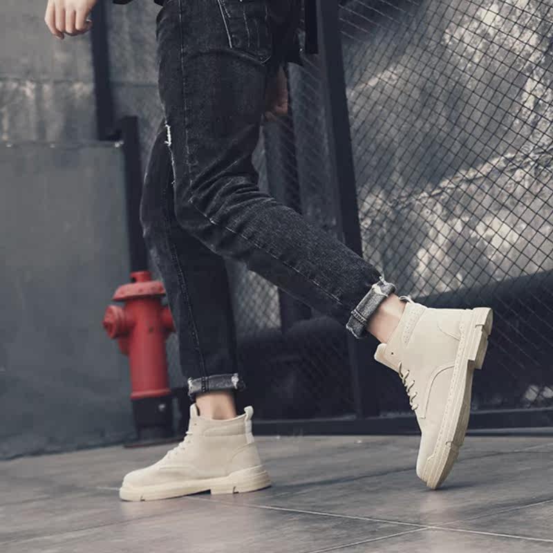 网红马丁靴男中帮冬季加绒加厚鞋子潮鞋百搭休闲鞋复古马丁鞋男鞋
