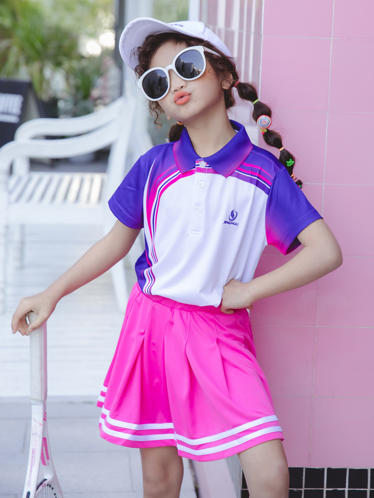Jingmai Girls Tennis Skirt suit Children's tennis suit Badminton suit Training suit Table tennis suit Quick-drying shorts summer