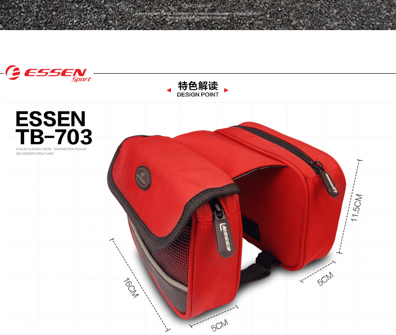 Sacoche pour vélo mixte ESSEN SPORT - Ref 2217863 Image 8