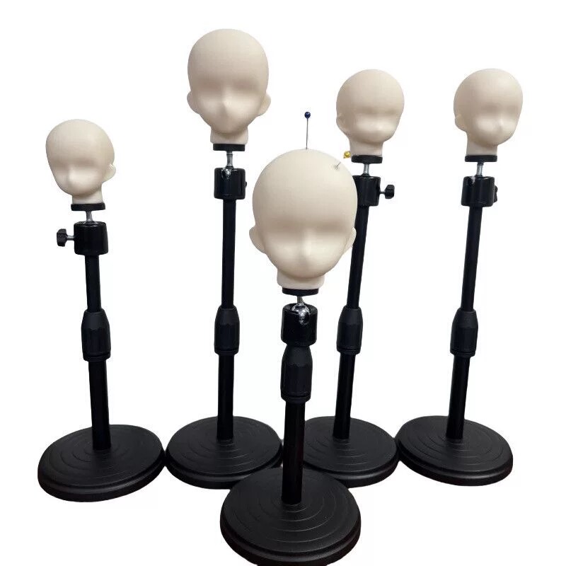 Full-Size Bjd Wig Head Stand, 1/3 Scale, 1/4 Scale, 1/6 Scale, Adjustable Soft Head Stand, Wig Accessory with Pins