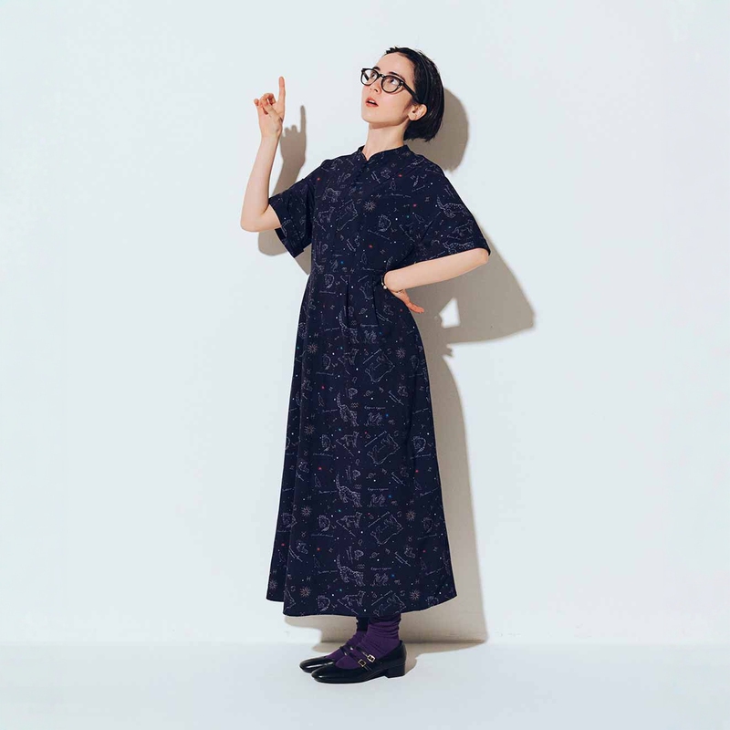Super Beautiful! Animal Zodiac Pattern Dress Shines in the Night Sky. Three-Dimensional Tailoring, Waist-Cinching, Slimming Effect. Japanese Women's Clothing Super Beautiful! Animal Zodiac Pattern Dress Shines in the Night Sky. Three-Dimensional Tailoring, Waist-Cinching, Slimming Effect. Japanese Women's Clothing