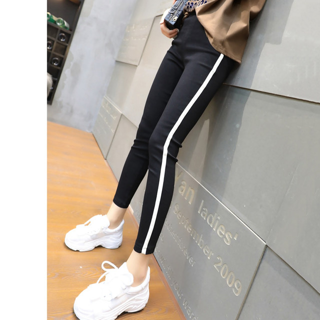 Sports pants for women 2024 spring and summer new style nine-point black pants casual outer wear leggings slimming tight pants