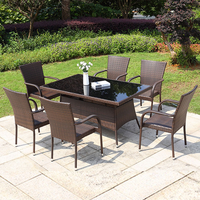 Rattan table and chair suit combination of three sets of outdoor casual table and chairs suit home balcony tea table open iron art table and chairs
