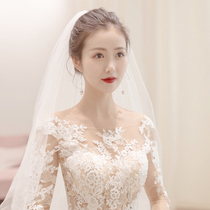 Wedding dress 2020 new bride wedding Korean version one-shoulder long-sleeved thin Qidi Hepburn retro light wedding dress