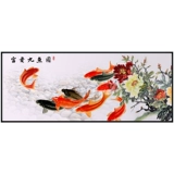 2020 Полная бриллиантовая живопись богатая и богатая девять рыбная карта паста бриллиант -кросс -стежк Новая китайская пиони -цветочная каменная кладка масонство