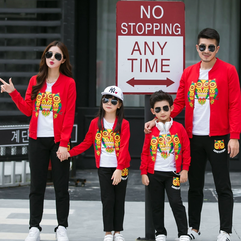 2019 mới thủy triều trang phục cha mẹ trẻ em mùa xuân và mùa thu gia đình của ba gia đình phù hợp với ba mảnh thời trang phim hoạt hình mẹ con gái phù hợp - Trang phục dành cho cha mẹ và con