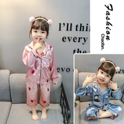 Trẻ em từ 0 mùa hè mỏng 1 pajama bé gái 2 băng lụa nhà phù hợp với 3 dài tay áo 4 bé gái 5 bé điều hòa nhiệt độ.