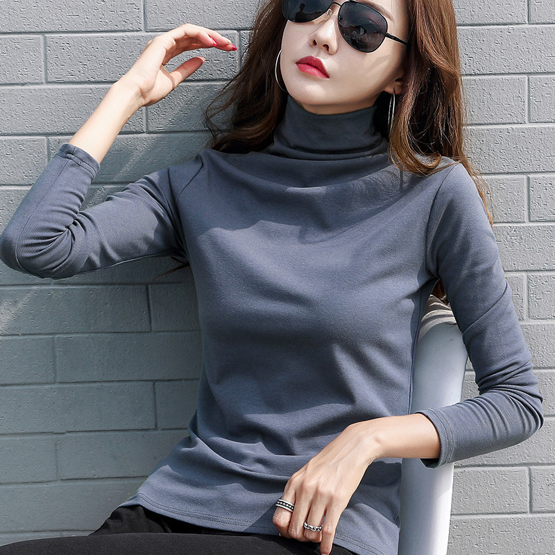 High collars undershirt women 2021 new autumn and winter clothing Long sleeves T-shirts Korean version outside wearing blouses T-shirt Inside Ride