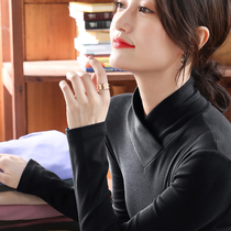 Undershirt Woman Autumn Winter Season Hitch Black Spring Autumn 100 Hitch 2021 Hitch 2021 New Half High Collar Ocean Long Sleeve T-Shirt Woman Blouse