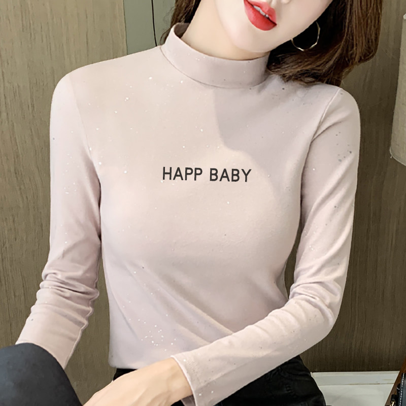 Bottom shirt women's autumn and winter inner wear black spring and autumn all-match 2022 new half-high collar foreign style long-sleeved t-shirt women's tops