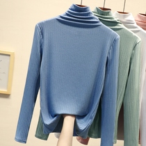 Autumn and winter high collar beating bottom shirt woman 2021 foreign air new long sleeve T-shirt female pit strip blouses with inner hitch-shirt