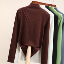 Undershirt Woman Autumn Winter Season Hitch Black Spring Autumn 100 Hitch 2021 Hitch 2021 New Half High Collar Ocean Long Sleeve T-Shirt Woman Blouse