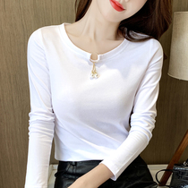 Long sleeve t-shirt woman 2022 new early autumn sets up white 100 lap blouses black undershirt female spring and autumn wins