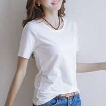 Short sleeve woman 2022 new summer round collar white t-shirt Han version loose body shirt cotton quality casual half sleeve blouse