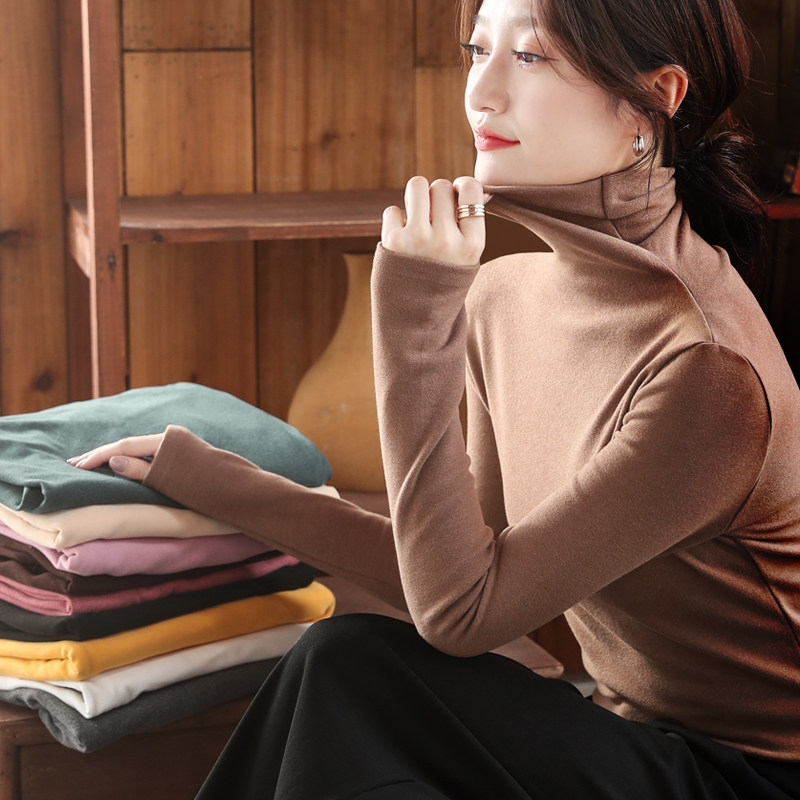 High-necked bottoming shirt women's autumn and winter inner wear black spring and autumn all-match 2022 new German velvet long-sleeved t-shirt women's tops