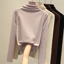 High collars undershirt female autumn and winter season 100 hitch 2021 lap 2021 foreign gas new gush t-shirt female black blouse