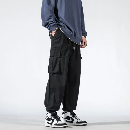 Японские штаны для отдыха, на шнурках, свободный прямой крой, оверсайз, осенние