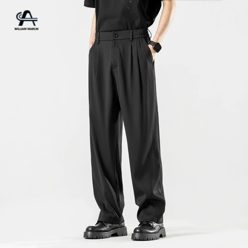 Мужские летние штаны для отдыха, шелковый тонкий костюм, свободный крой, изысканный стиль