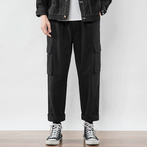 Мужские штаны, осенние повседневные брюки, свободный прямой крой