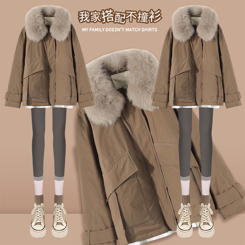 Design sensation Mao collar café Overcome Coats Women 2023 Autumn Winter New Loose Warm Thickening Tooling Cotton Clothes-Taobao