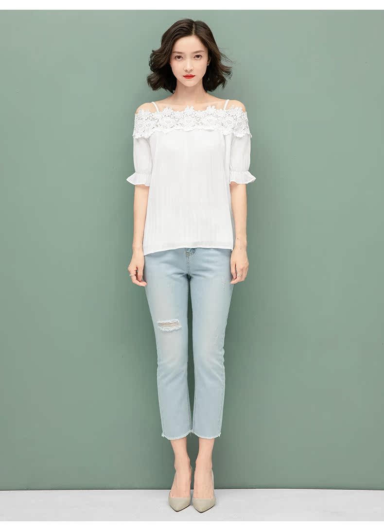 Fenzi 2019 hè mới quần nữ giản dị sang trọng màu xanh nhạt cotton chín quần quần jeans nữ - Quần jean quần dài