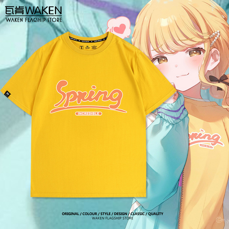 Idolmaster Shiny Colors Fujita Kiyone Same Style Short-Sleeved T-Shirt Collaboration Anime Pure Cotton Summer Casual Clothing Men's Wear