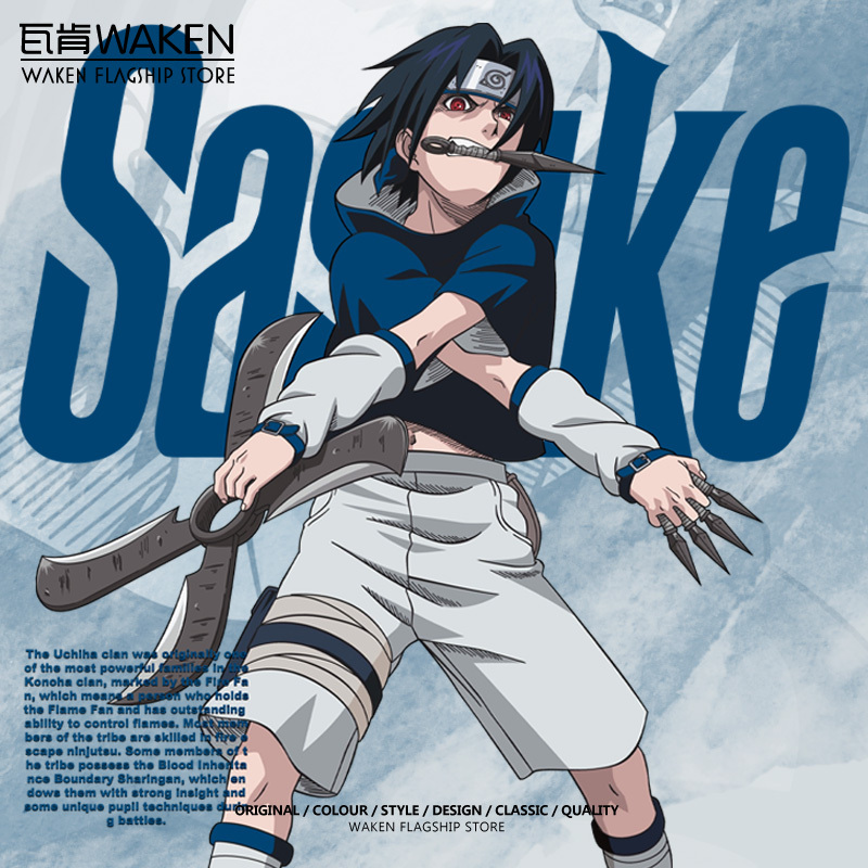 Naruto Uchiha Sasuke Uzumaki Naruto Collaboration Retro Summer Short-Sleeve T-Shirt Men's Clothing Pure Cotton