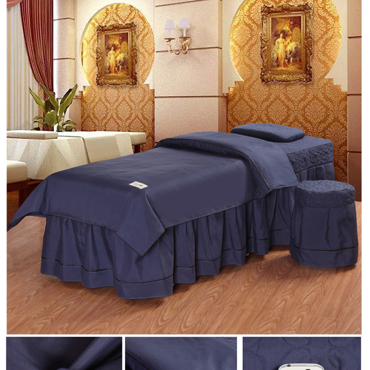 Đặc biệt cung cấp mới rắn màu sắc đẹp cung cơ thể massage giường bốn mảnh được đặt thành màu trắng lõi có thể làm logo - Trang bị tấm ga trải giường spa giá rẻ