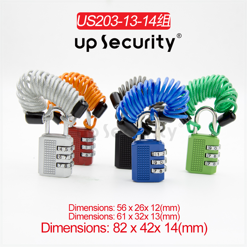 Theft-proof coded lock fit telescopic steel wire rope travel Bag Stroller Safety Helmet Cabinet burglar password padlock 203