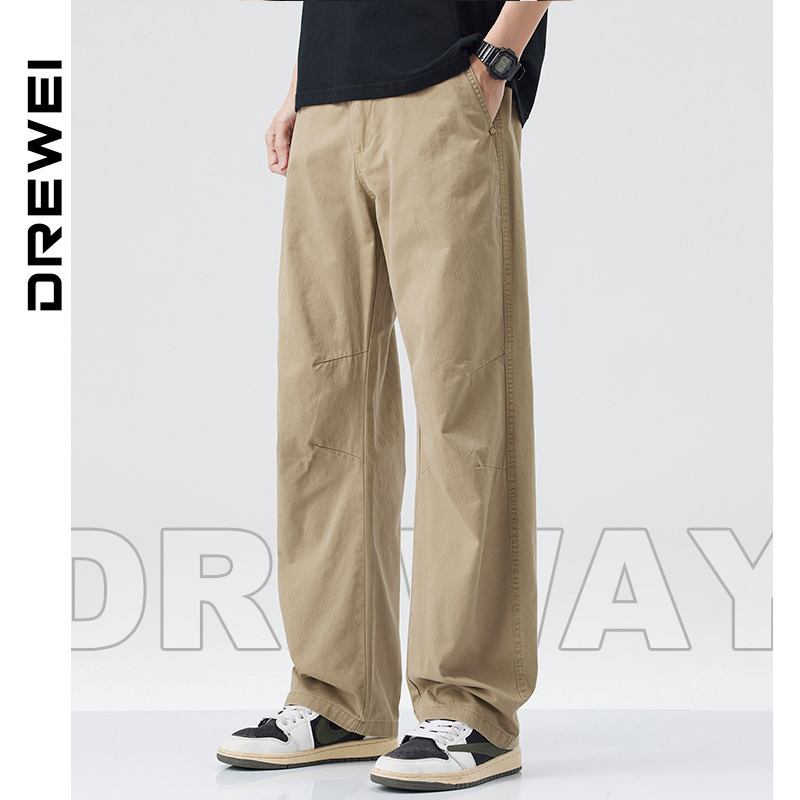 Dreway Pure Cotton Casual Pants Men's Summer American Style Trendy Brand Loose Straight Retro Japanese Pants