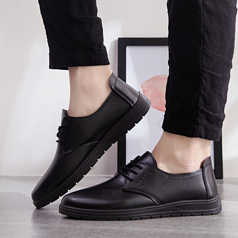 Autumn chef leather shoes men's non-slip oil-proof waterproof shoes hotel work kitchen work shoes black wear-resistant leather shoes men