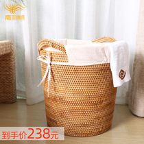 Rattan woven dirty clothes bucket storage bucket Vietnam autumn Rattan woven portable dirty clothes basket Decorative basket Dirty clothes storage basket Woven bucket