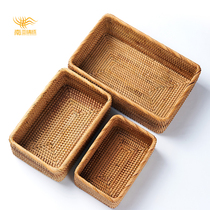Cosmetics storage basket Desktop storage Vietnam autumn rattan woven key remote control storage rectangular small