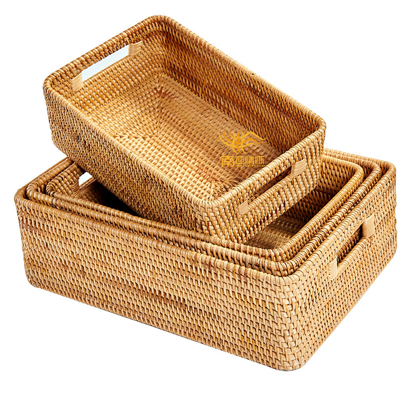 Vietnam Rattan Drawer Storage Basket Bedroom Desktop Storage Basket Woven Basket Cosmetics Small Nordic Home - Taobao