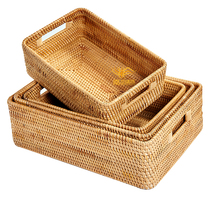 Vietnam Rattan drawer storage basket Bedroom desktop storage basket Woven basket Cosmetics small Nordic household