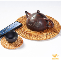 Rattan tea cup mat Vietnamese Autumn Rattan tea tray Rattan insulation mat Pot bowl mat Teapot mat Handmade woven tea mat