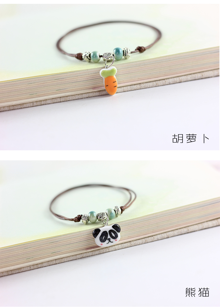 Thời trang Hàn Quốc gốm dễ thương vẽ tay nhỏ vòng tay gốm tươi sáng tạo thời trang trang sức nhỏ có thể làm vòng chân - Vòng chân các mẫu lắc chân bạc nữ đẹp