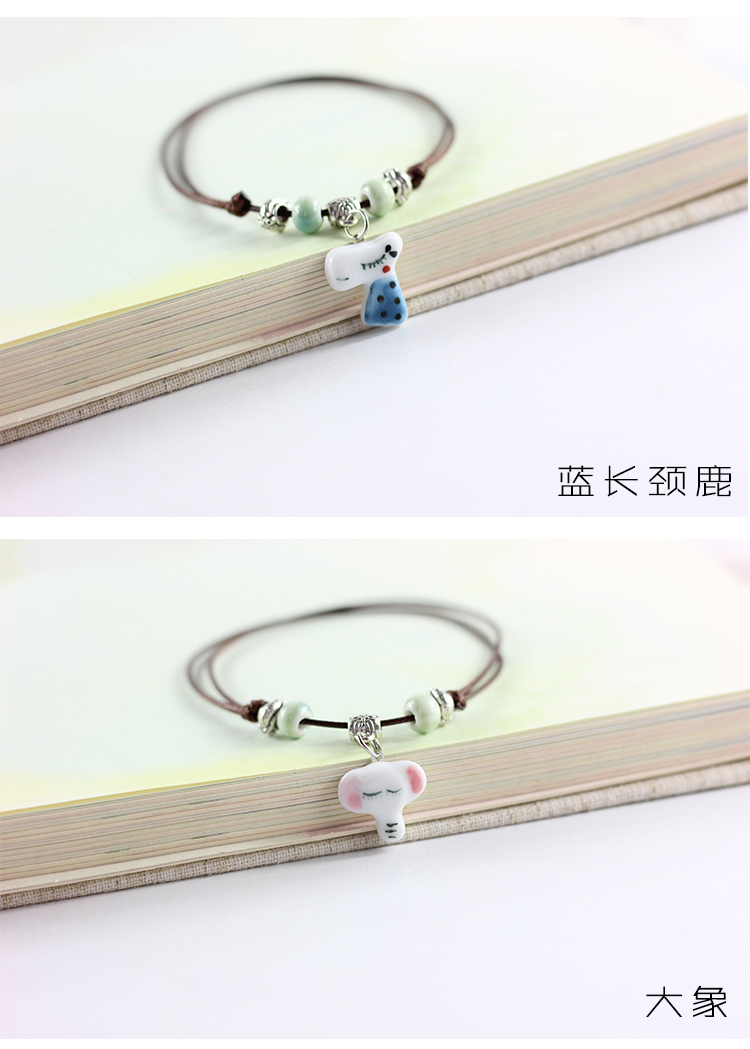 Thời trang Hàn Quốc gốm dễ thương vẽ tay nhỏ vòng tay gốm tươi sáng tạo thời trang trang sức nhỏ có thể làm vòng chân - Vòng chân các mẫu lắc chân bạc nữ đẹp