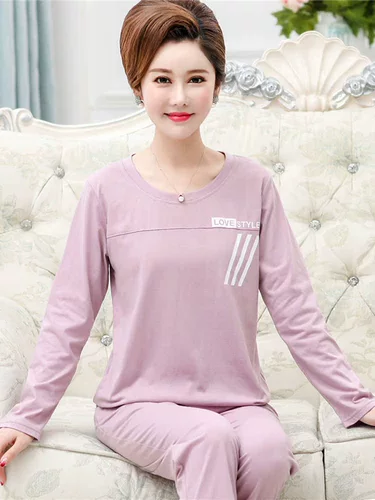 Пижама для матери, хлопковый демисезонный лонгслив для пожилых людей, комплект, для среднего возраста, большой размер