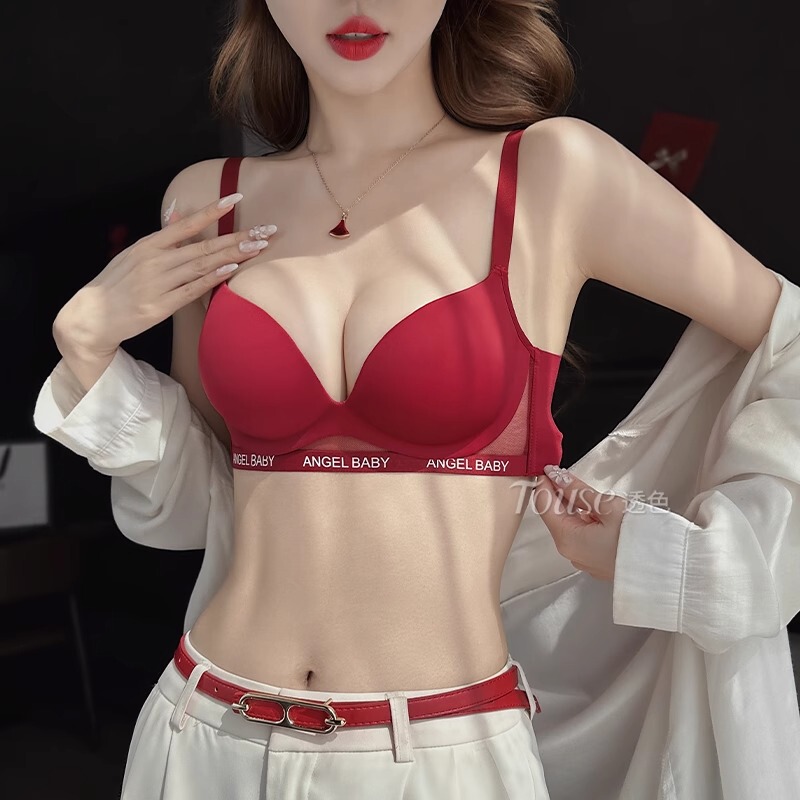Victoria Seamless Red Zodiac Year Underwear for Women, Small Chest Push-Up, Year of the Horse Sexy Deep V Bra Set Victoria Seamless Red Zodiac Year Underwear for Women, Small Chest Push-Up, Year of the Horse Sexy Deep V Bra Set