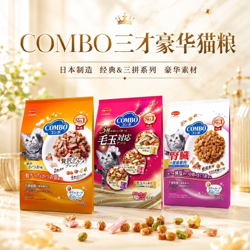 Japan Combo Sancai Rich Ingredients 3 Types of Cat Food for Hairball Control and Kidney and Urinary Tract Health 600g Japan Combo Sancai Rich Ingredients 3 Types of Cat Food for Hairball Control and Kidney and Urinary Tract Health 600g