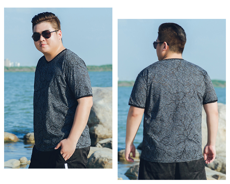 Yadi Leopard ngắn tay t-shirt nam mùa hè mới rỗng chất béo nửa tay áo t-shirt cộng với phân bón để tăng của nam giới T-Shirt triều áo nam