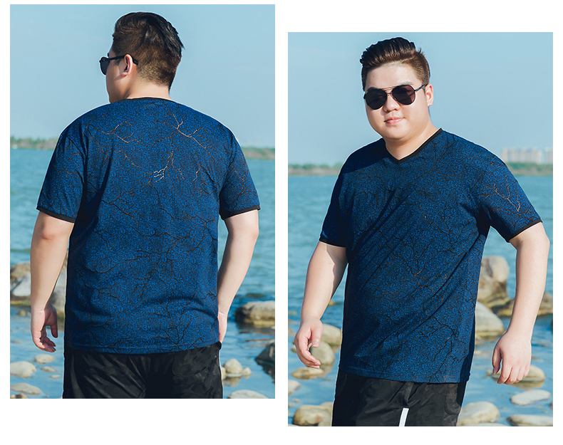 Yadi Leopard ngắn tay t-shirt nam mùa hè mới rỗng chất béo nửa tay áo t-shirt cộng với phân bón để tăng của nam giới T-Shirt triều áo nam