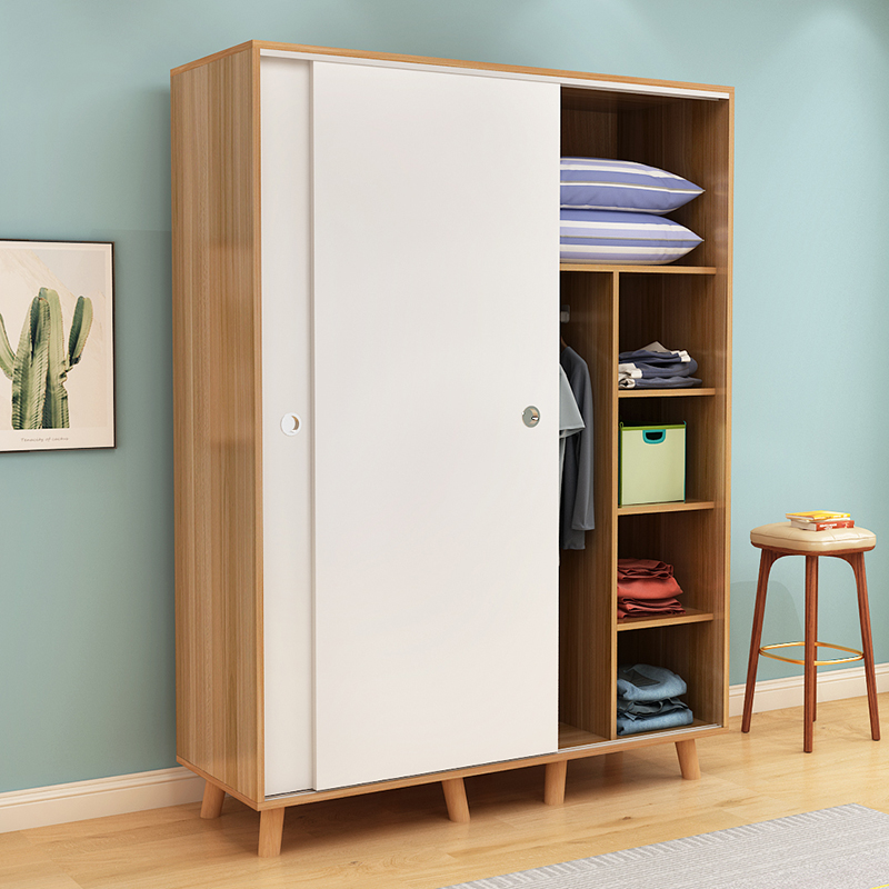 Simple Wardrobe Solid Wood Sliding Door Sliding Plate Sub Assembly Wardrobe Children S Bedroom Modern Minimalist Clothing Cupboard Home